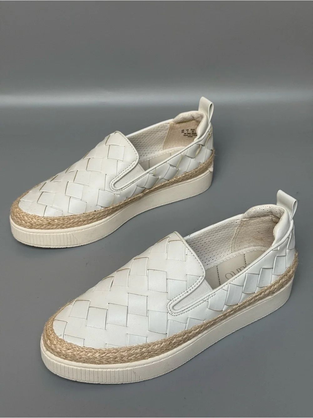 Franco Sarto Hesa Woven Platform Slip On Sneakers White Size 6